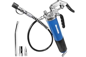 Motovecor Professional Heavy Duty Pistol Grip Grease Gun with 27 inch Heavy Duty Reinforced Flex Hose (14-14.5 oz/ 400cc)