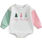 ZAXARRA Newborn Baby My First Christmas Outfit Girl Boy Christmas Clothes Cute Santa Sweatshirt Bubble Romper for Fall Winter