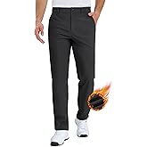 TACVASEN Winter Golf Pants for Men Fleece Lined Work Business Casual Dress Slacks Water Resistant Stretch Warm Trousers