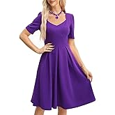 oxiuly Women's Vintage Cocktail Dresses Anniversary Graduation Umbrella Outdoor Garden Wedding Dress with Pockets S102