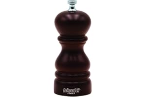 Bisetti Roma 5.12 Inch Beech Wood Salt Mill With Adjustable Grinder, Walnut Stain