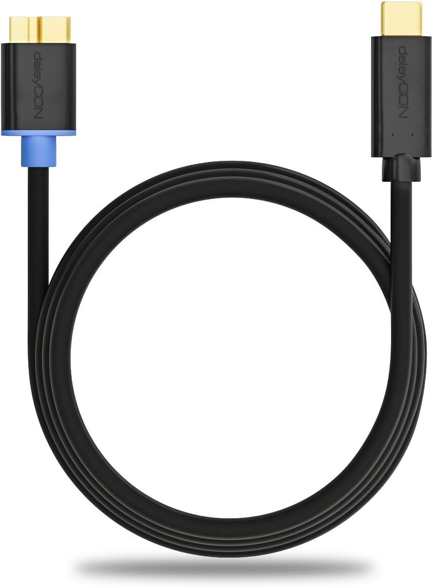 deleyCON 2m (6.56 ft.) USB 3.0 Cable, Connector Type 3.1, USB C to Micro USB - Image 5