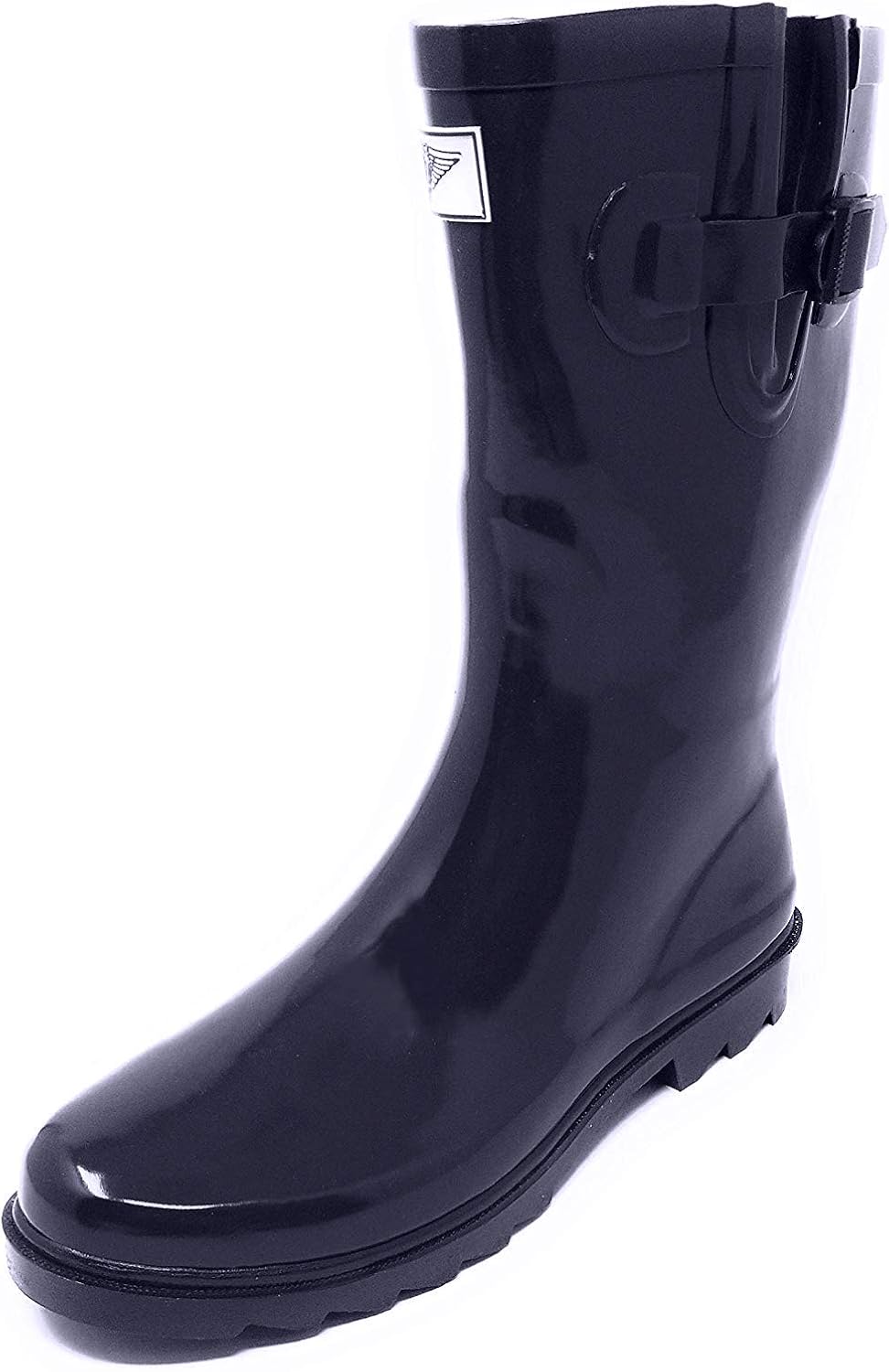 black mid calf rain boots