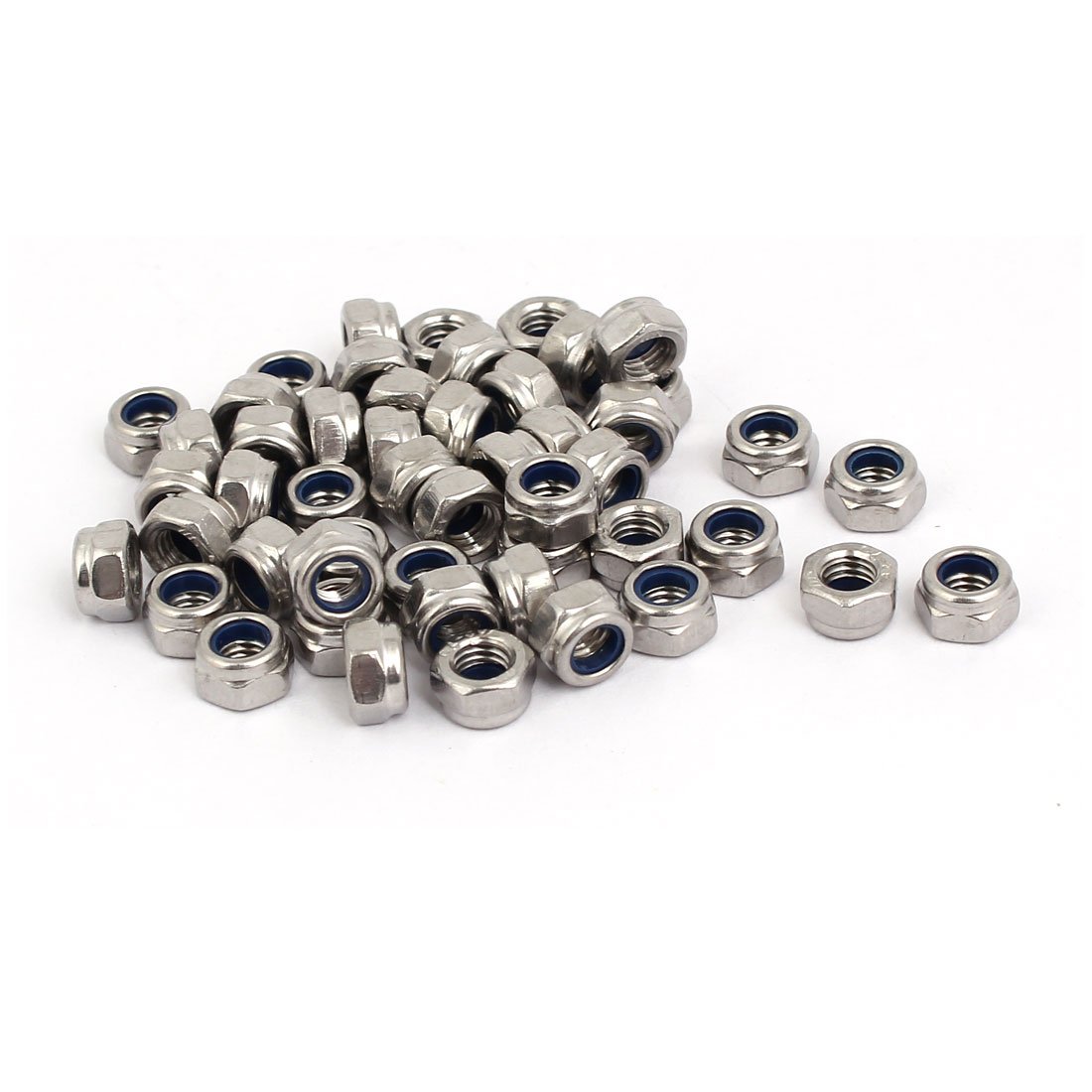 Sourcingmap M5 Thread Dia 304 Stainless Steel Self-Locking Nylon Insert Lock Hex Nut 50pcs