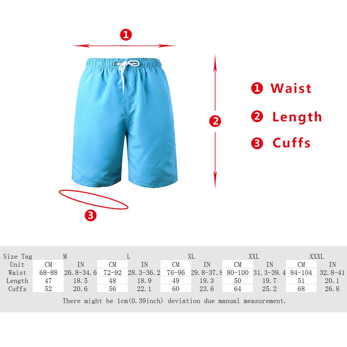 LEIDAI Men\'s Outdoor Water Sports Surfing Boardshorts Swim Trunks (Fluorescent Green, XXL)