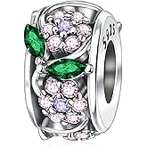 Doyafer Flower Charm 925 Sterling Silver Charms Silicone Spacer Beads fit Women's Bracelet Necklace