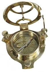 3" Sundial Compass - Solid Brass Sun Dial Rustic