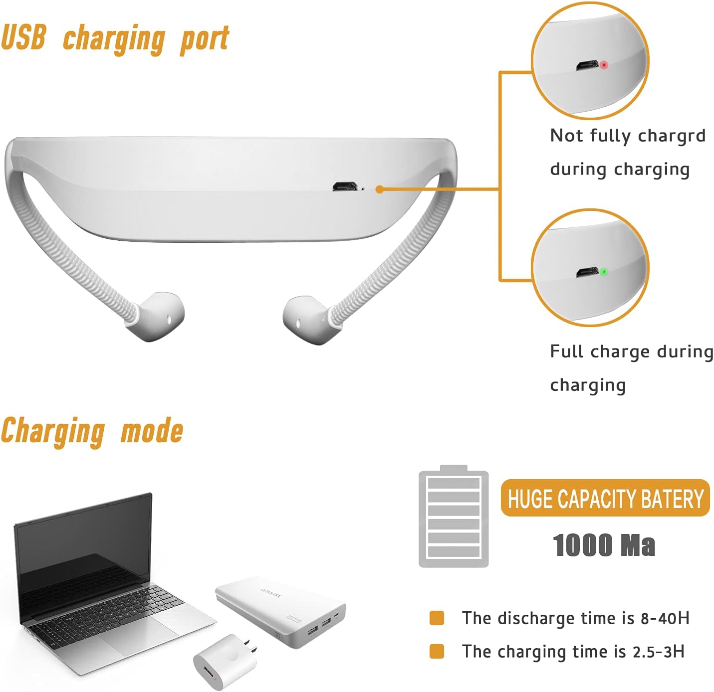 SHCOJA Rechargeable LED Book Light, Neck Hug Reading Lights for Relaxed Reading in Bed, Crafting, Camping, Hand-Free Super Flexible Arms Upgrade Stepless Dimming Switch (White) - - 