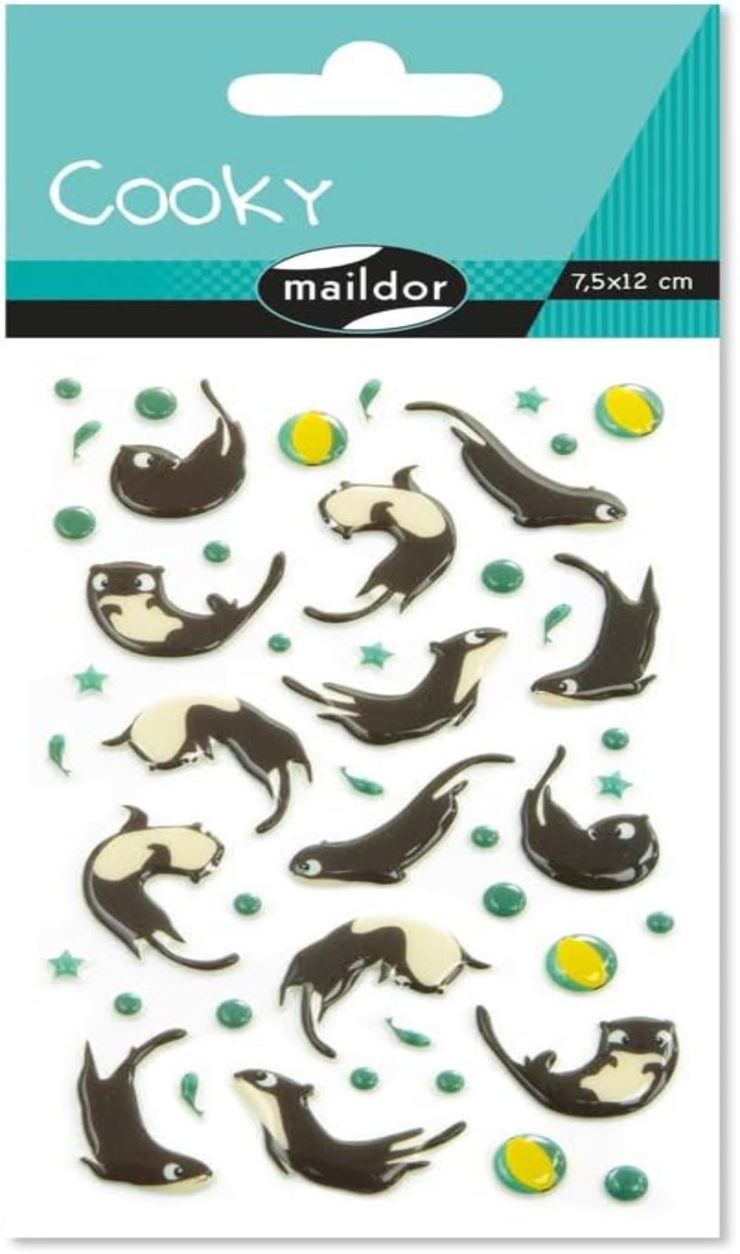 Maildor CY096C - Cooky 3D STICKERS - 1 sheet - 12 cm x 8 cm - 47 stickers - OTTERS THEME - Children's Arts and Crafts Accessories - Creative and Leisure