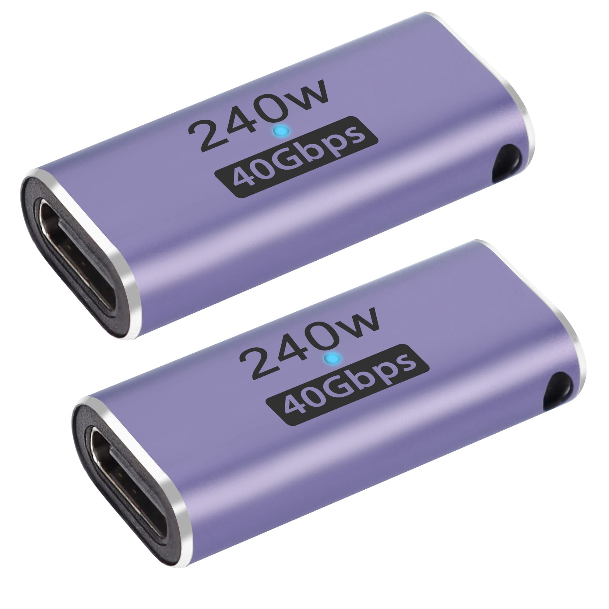 QIANRENON 240W 40Gbps USB4.0 C Female to Female Adapter Coupler, LED Indicator, Supports 8K Audio and Video Transmission, 2 Pack