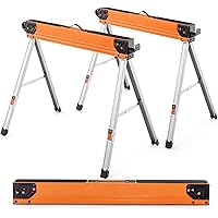 IRONMAX Saw Horses 2 Pack Folding, Heavy Duty Steel Work Horses w/ Flip-down Pegs & 2 x 4 Support Arms, 2200 LBS Capacity Por