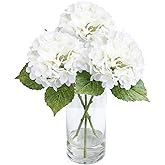 3 Pcs White Hydrangea Artificial Flowers, 19 inch faux hydrangea Flowers Real Touch Flowers, Long Stem Artificial Flower for Tall Vase Home Wedding Bouquets Centerpieces Party Living Room Decoration