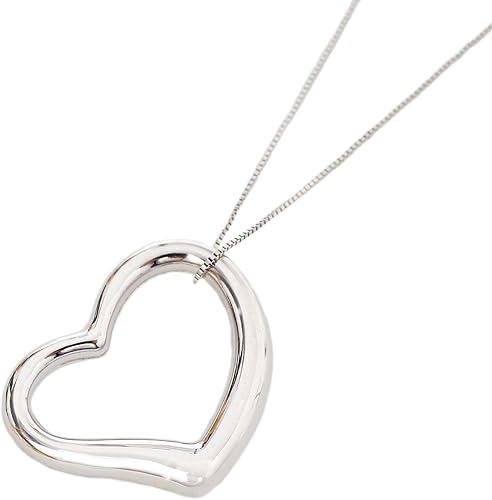 Amazon 18金 ホワイトゴールド オープン ハート ペンダント ネックレス K18wg ネックレス 通販