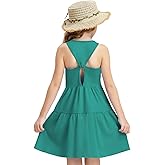 tiny sugar Girls Summer Midi Dress Sleeveless Back Detailed Tiered Sundress Vacation Beach 5-10 Years