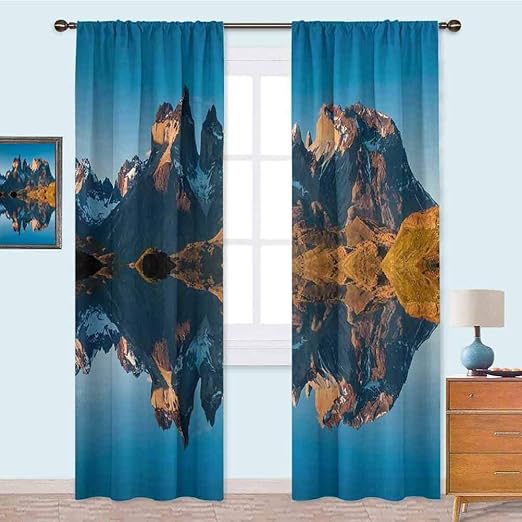 YUAZHOQI Window Curtain Drape, Majestic Rocky Mountains