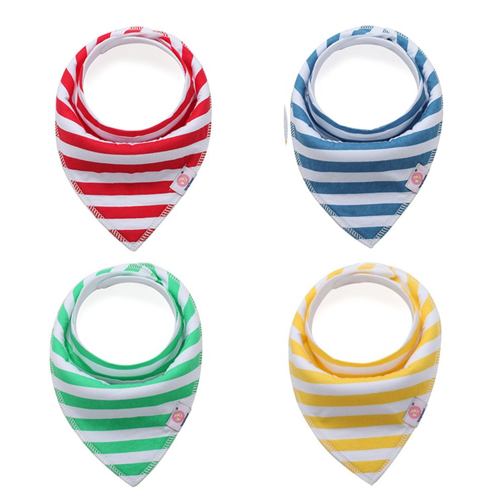 Taigood 4 PCS Baby Drool Bibs Soft Cotton Adjustable Snaps Saliva Towel Girls Printing Triangle Bandana Bibs Boys
