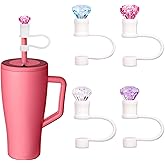 4pcs Diamond Straw Cover Cap for Brumate Era 30&40 oz Tumble, 12mm Reusable Silicone Straw Topper Protector Lid with Cute Mix Colors Décor Accessories