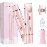 Bikini Trimmer for Women, 2 in 1 Electric Razors for Women - Double Head, Rechargeable, IPX7 Waterproof, Pain-Free Hair Removal for Facial, Body & Sensitive Areas with Ceramic Blades, Cordless