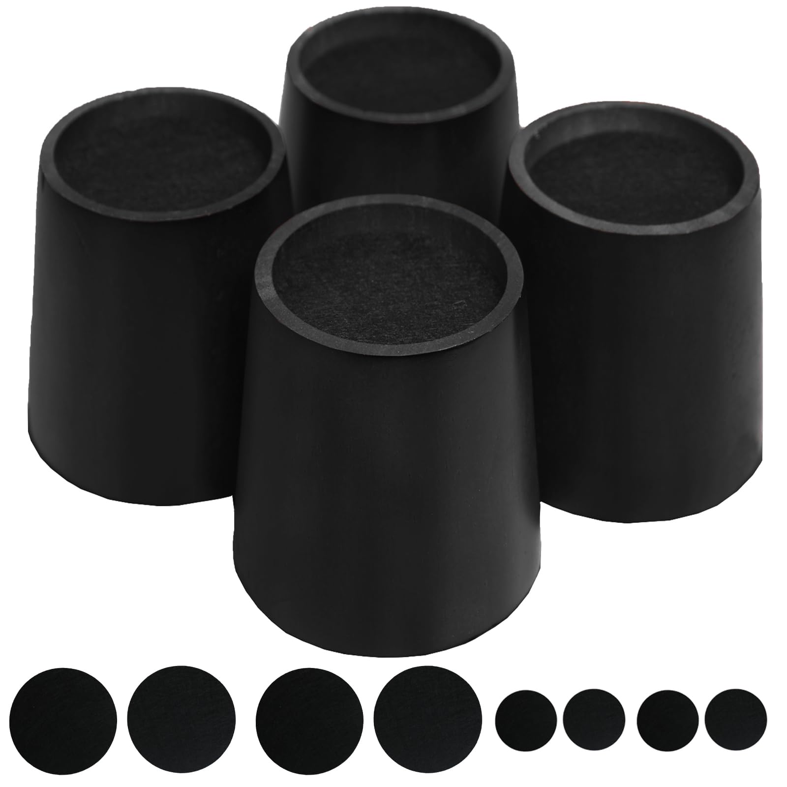 Photo 1 of Txcucc Wooden Furniture Risers 5 Inch Black Tapered Bed Risers Set of 4, Heavy Duty Wood Bed Lifts Risers for Table, Sofa, Couch, Desk and Dresser (5”)