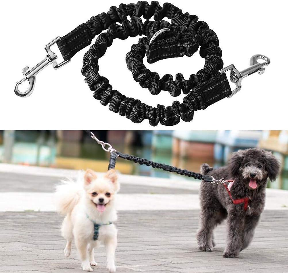 ADOGO® Double Dog Lead Splitter Dual Shock Absorbing Bungee Double Leash Coupler