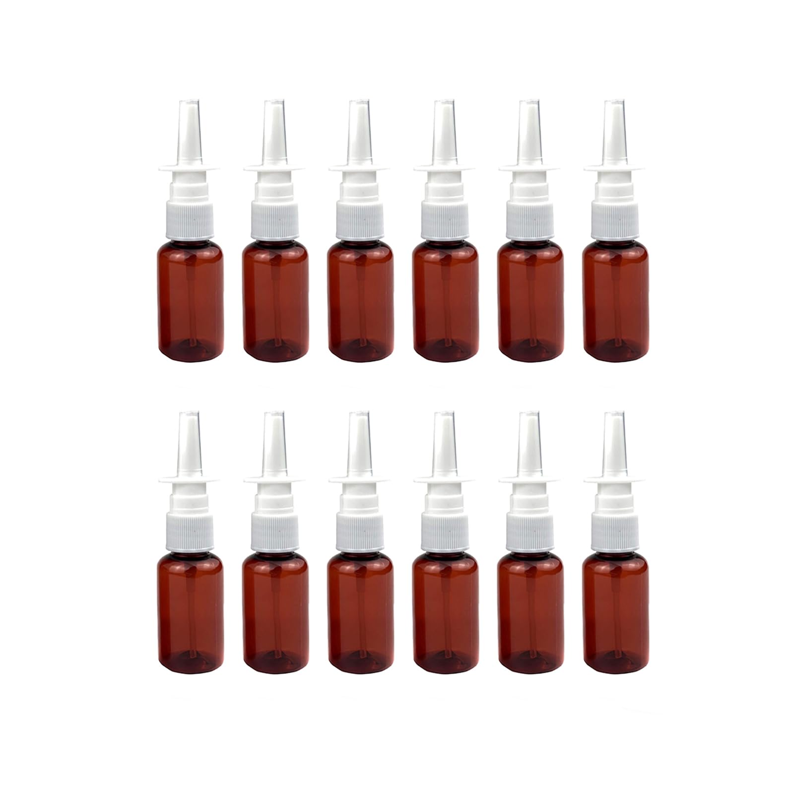 12PCS Amber Plastic Empty Nasal Spray Bottles Fine Mist Sprayers Atomizers Cosmetic Makeup Water Container for Perfumes Essential Oils and Saline Applications (10ml)