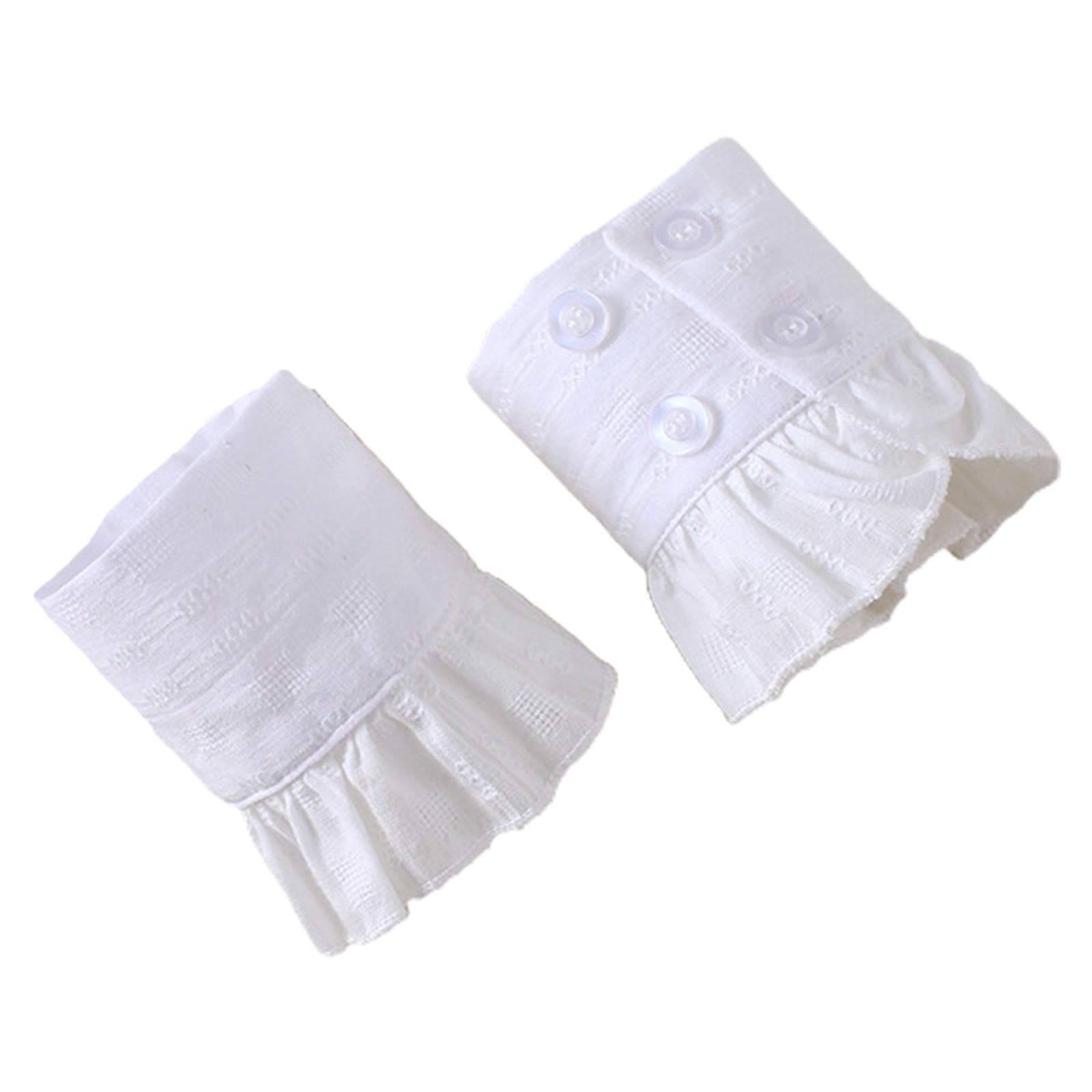karrychen Women Jacquard Chiffon Horn Cuff Pleated Ruffled Detachable Fake Sleeve Warmers