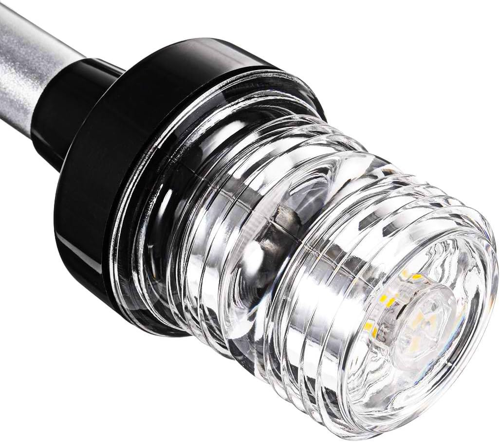 LYCAEA 3 Nautical Mile Boat All Around LED Fixed Mount Navigation Light With Stainless Steel Base and Aluminum Tube, 12-24 VDC: Automotive