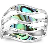 AeraVida Amazing Waves Myriad of Abalone Shell .925 Sterling Silver Ring