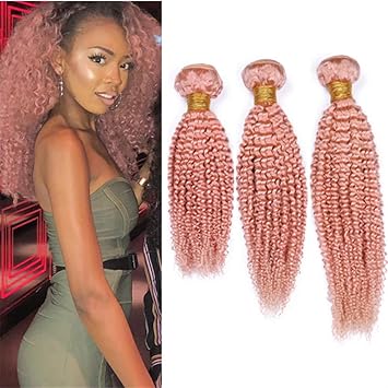 Amazon Com Zara Hair Kinkys Curly Pink Human Hair Bundles