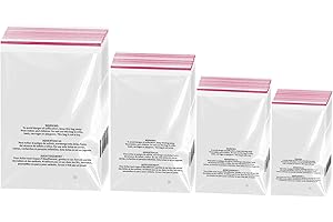 400 Count Combo Pack Warning Bags - 6x9, 8x10, 9x12, 11x14 Inch Self Seal Clear Poly Bags with Suffocation Warning for Packin