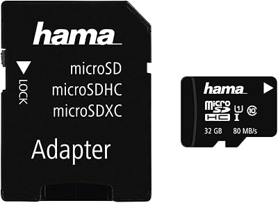 Hama 32GB microSDHC UHS-I Class10 Card with SD Adapter 80MBs Black