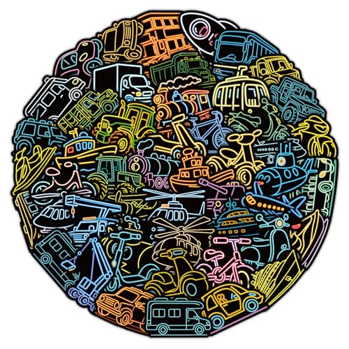 StickerPop Graphics Neon Style Transportation Vehicles