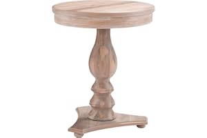 Powell Finley Natural Pedestal Accent Side Table with Round Top