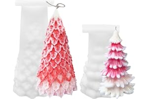 ZAKVOOR 2 Pcs 3D Christmas Tree Shape Candle Molds for Candle Making Resin Casting Silicone Mold for DIY Aromatherapy Candles Homemade Soap Wax Plaster Polymer Clay Decoration