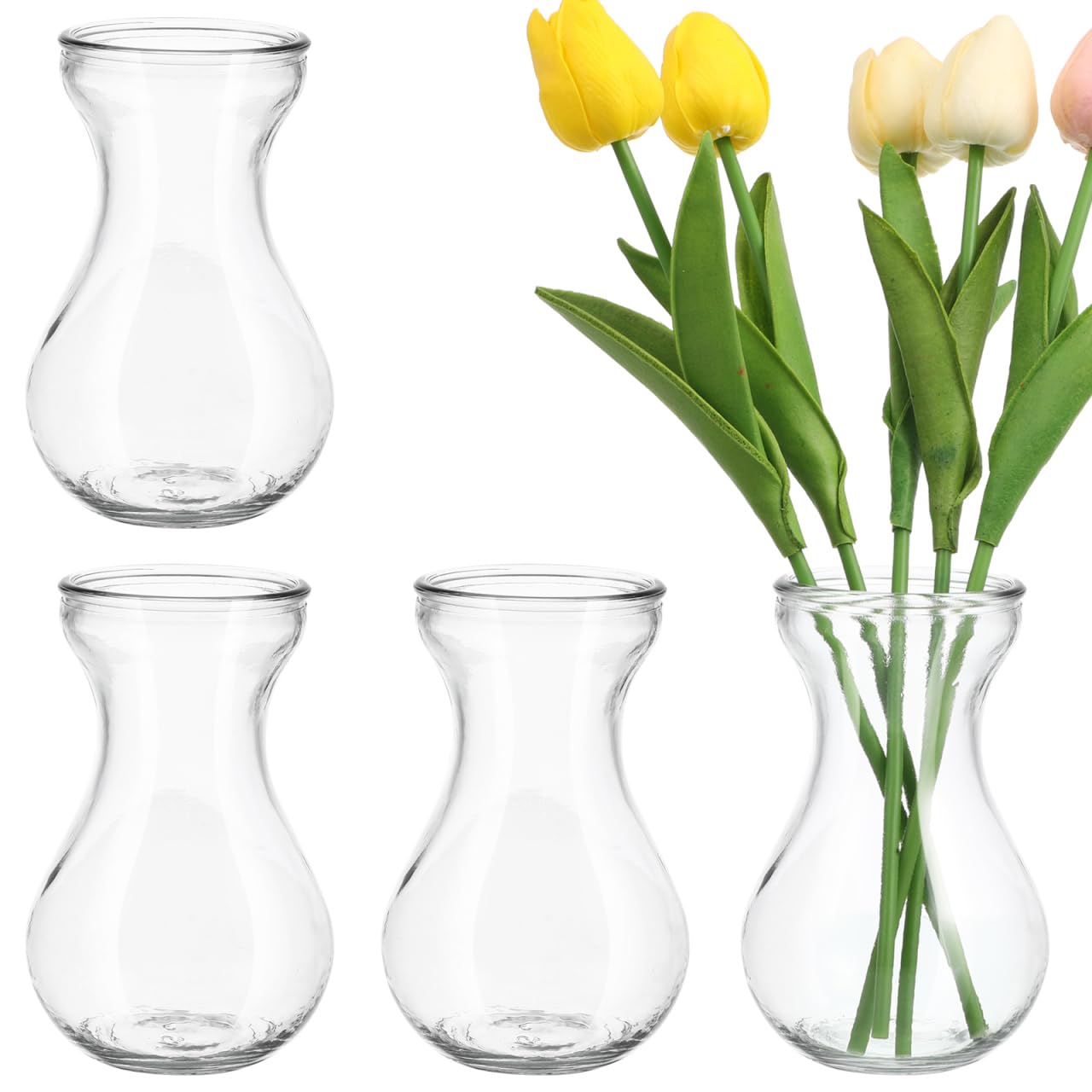Photo 1 of **One is missing** PRETYZOOM Hydroponic Glass Vase 5.51 Inch Clear Decorative Bulb Growing Vase for Hyacinth and Avocado Plants Home and Office Centerpiece