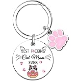Cat Mom Keychian for Women Christmas Gifts for People Who Love Cats Funny Gift for Women Teen Girls Birthday Chirstmas Gifts for Cats Lovers Cute Cat Lady Keychain Stocking Stuffers for Teen Girls