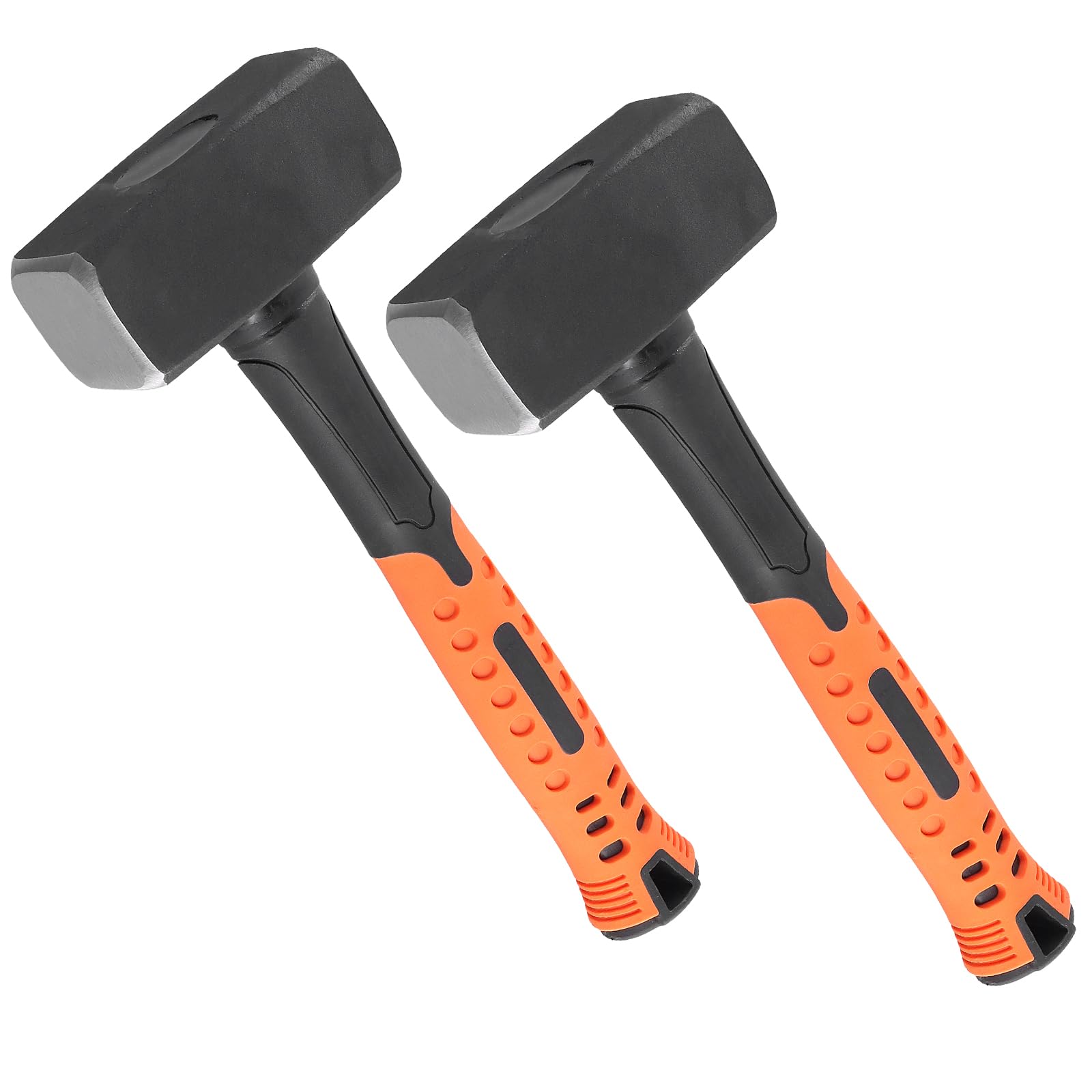 FAAING Set of 2 1500 g Hammer Tool, 1500 g Sledge Hammer with Fibreglass Handle, Punch Hammer, 26.5 cm Long Demolition Hammer, Orange