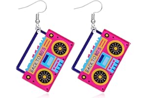 90s Outfits Women Neon Earrings 80s Cassette Style Colorful Dangle Earrings for Women 90s Retro Party Accessories Costume Jew