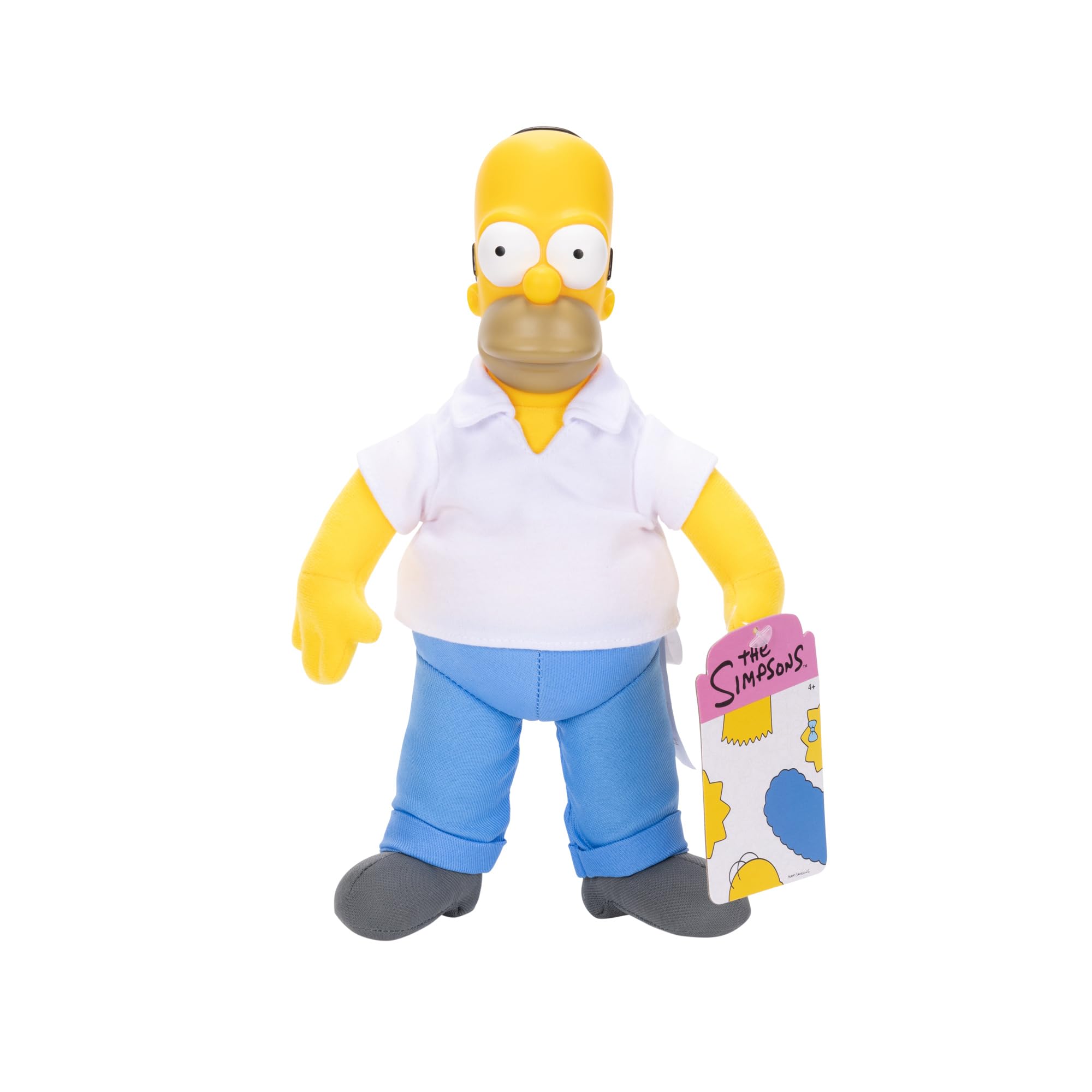 Jakks Pacific The Simpsons Homer Plush 25cm, Officially Licensed, Soft Plush Homer with Sculpted Head, Highly Detailed and Expressive Design, Collect the Entire Simpsons Family