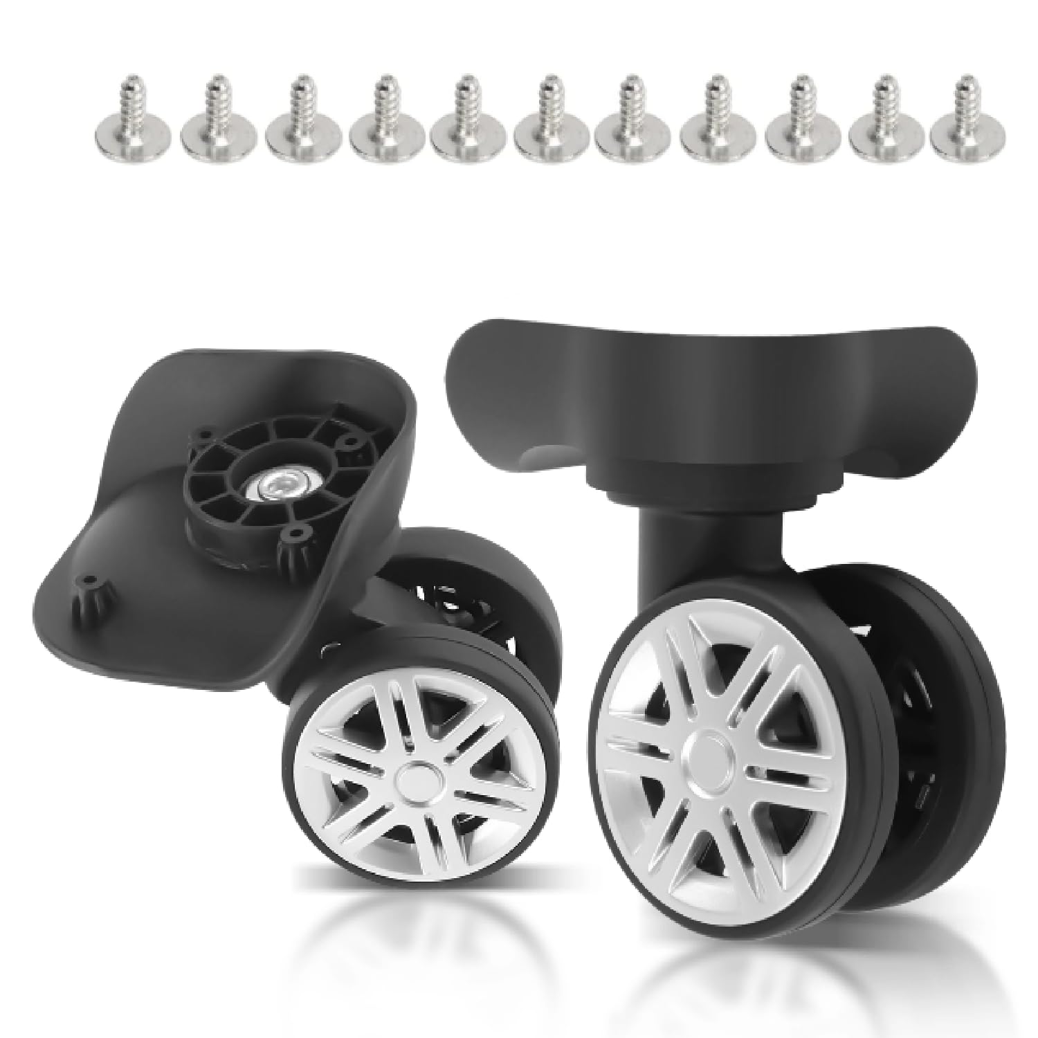 Photo 1 of 2 Pcs Luggage Caster Wheels, Replacement Plastic Luggage Wheels, Luggage Wheel Spinner Suitcase Wheels for Luggage Suitcase Trolley 360 Degree Rotation