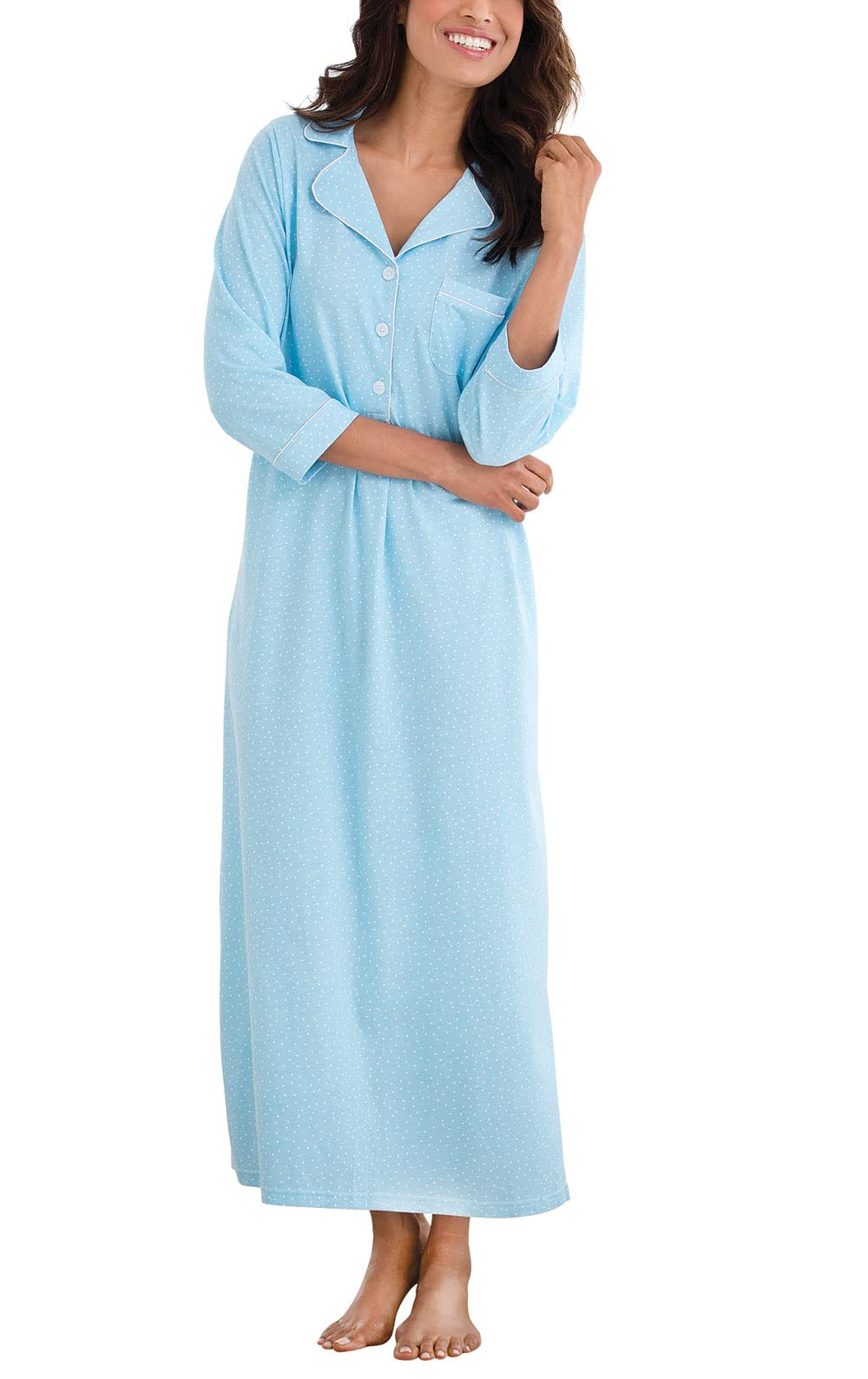 PajamaGram Women Nightgown - Night Dress For Women Sleepwear, Light Blue, SM Image