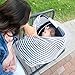 Parker Baby 4 in 1 Car Seat Cover for Girls and Boys - Stretchy Carseat Canopy, Nursing Cover, Grocery Cart Cover, High Chair Cover - Gray/White Stripes