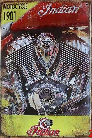 Indian Motorcycle 1901 Retro Vintage Tin Sign Metal Tin Sign, Wall Decorative Sign 8*12inch