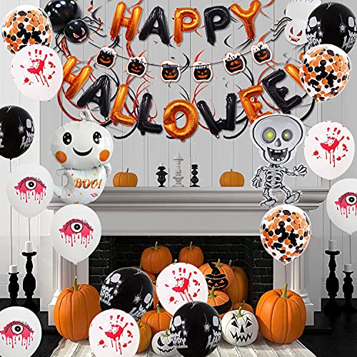 Celemela Halloween Luftballons Halloween Deko Set Happy Halloween Dekoration Halloween Girlande Kit für Halloween Party Deko (Schwarz)
