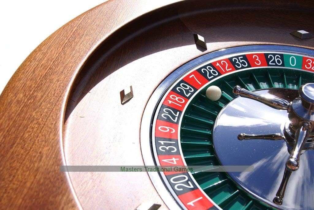 Dal NegroMontecarlo 50cm Mahogany Roulette Wheel - Large Wooden Roulette Wheel - Single 0 with Precision Bearing Mechanism - Home Casino Games