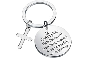 bobauna St Christopher Traveller Keychain Religious Safe Travel Gift