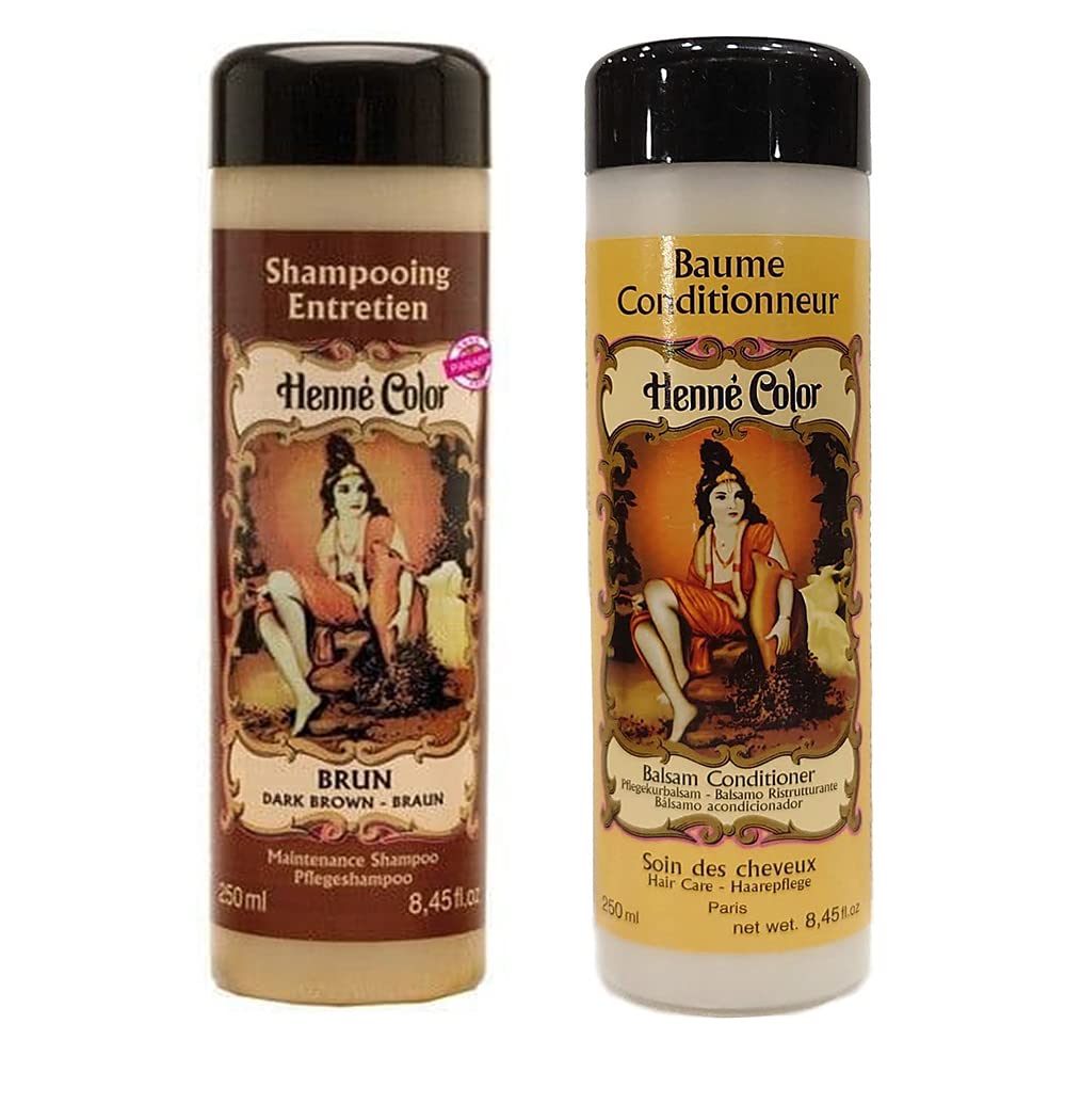 Henna Hair Dark Brown SHAMPOO + Balsam CONDITIONER 250ml each Henne Hair Care Maintenance
