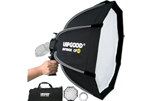 Lapgood Bowens Mount Softbox 32''/80CM Handheld Quick Set-up, S-Type Bracket Compatible with Godox Canon Sony Fuji YongNuo Flash AD200PRO V1 TT600 V860III 430EXIII SB500 YN320EX YN560