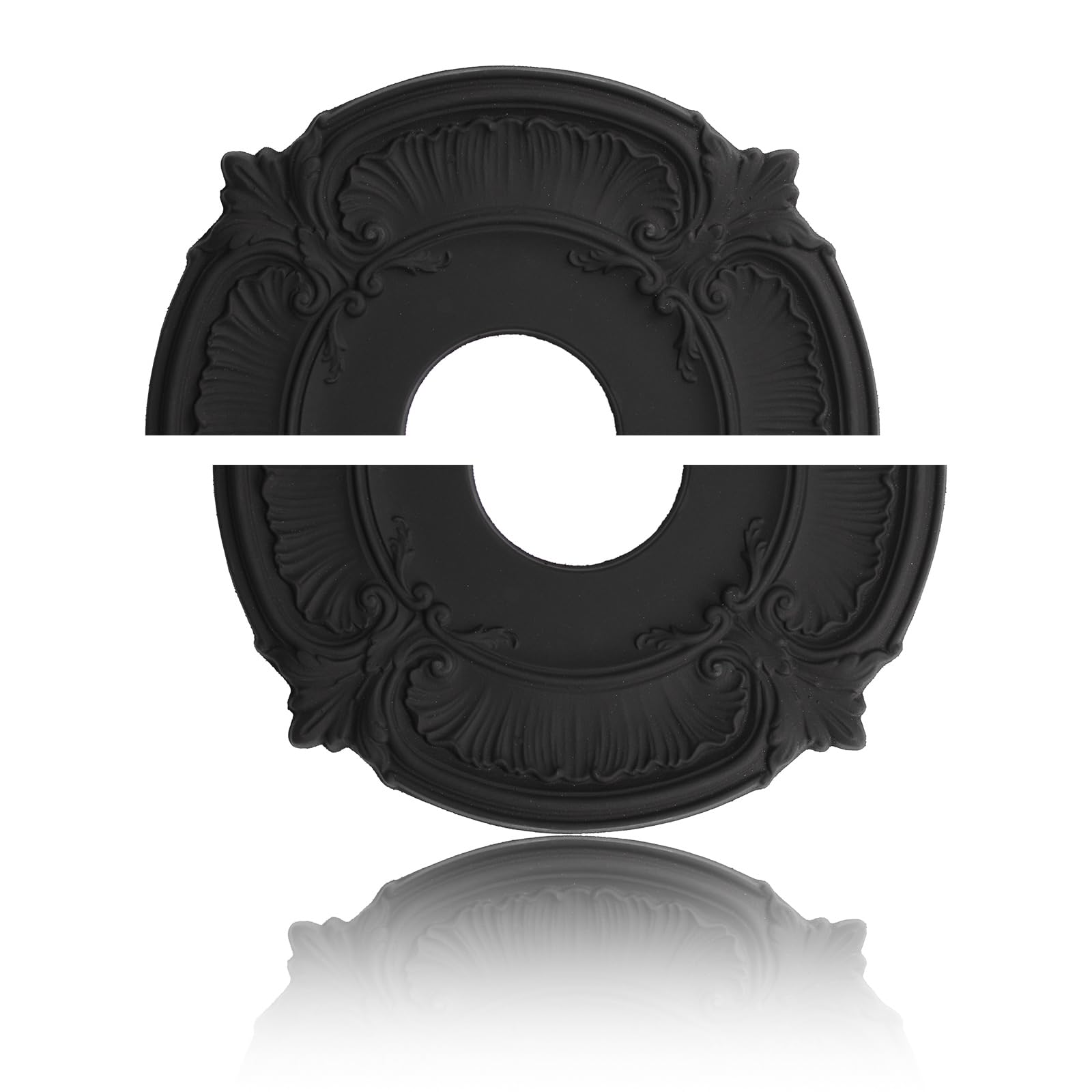 INCREWAY 1Pack Black Split Lighting PU Ceiling Medallion Home for Light Fixtures Ceiling Light Trim, 12 Inch OD x 3.5 Inch ID