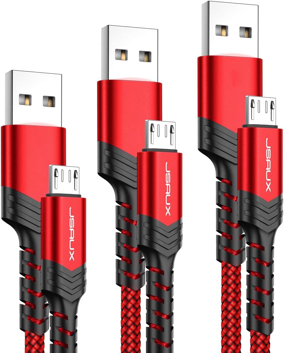 Photo 1 of **MISSING ONE**
JSAUX Micro USB Charger Cable, (3-Pack 3.3ft+6.6ft+10ft) for Android Charger Micro USB to USB A Nylon Braided Cord Compatible with Samsung Galaxy S6 S7 Edge Note 5, Kindle and More-Red
